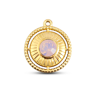 BY31&reg; Ciondoli in acciaio inossidabile tonda con anello oro-rosa opale delicata