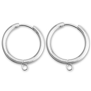 Orecchini in acciaio inossidabile a cerchio con anellino 21mm argento