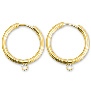 Orecchini in acciaio inossidabile a cerchio con anellino 19mm oro