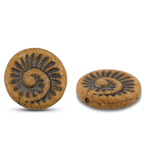 Perline Rep. Ceca fossil shell 18mm marrone crema-antracite