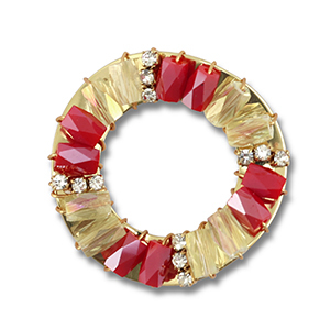 Orecchini sfaccettati tonda rosso-transparente AB-oro