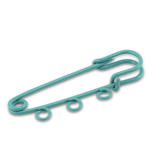 Componenti colorati spilla decorativa con 3 anellini verde ottanio
