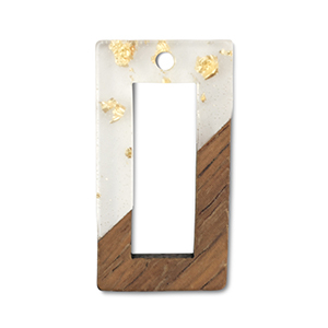 Pendenti di legno rettangolo transparente-oro-marrone