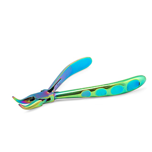 Beadsmith Chroma pinza punta piatta curva con molla Titanio arcobaleno