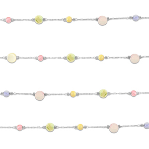 Componenti in acciaio inossidabile catena a rol&ograve; tonda argento-multicolore pastello