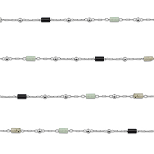 Componenti in acciaio inossidabile catena a rol&ograve; Mezcla de piedras naturales tubo argento-nero-grigio