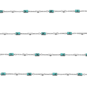 Componenti in acciaio inossidabile catena a rol&ograve; Howlite tubo argento-turchese