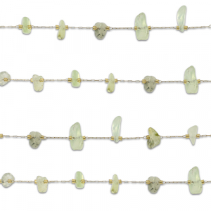 Componenti in acciaio inossidabile catena a rol&ograve; Prehnite irregolare oro-verde chiaro