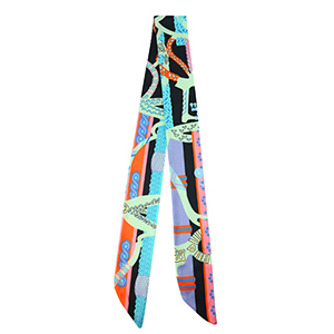 Bandana foulard con stampa vivace multicolore-verde menta-arancione