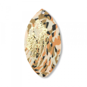 Pendenti di polimero foglia marrone-rosa-bianco-oro