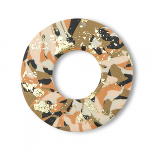 Pendenti di polimero tonda marrone-rosa-bianco-oro