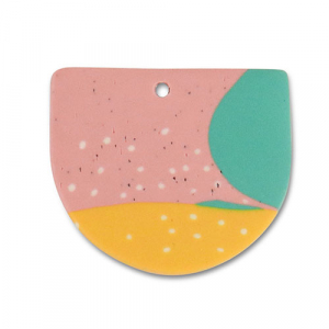 Pendenti di polimero verde-rosa-giallo ocra