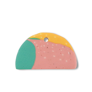 Pendenti di polimero semi-rotondo verde-rosa-giallo ocra