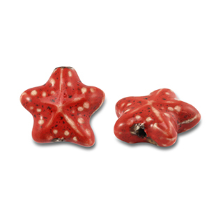 Perline di ceramica stella marina rosso