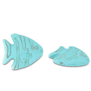 Perline di ceramica pesce blu turchese