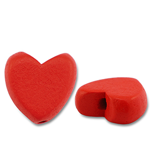 Perline di legno cuore rosso