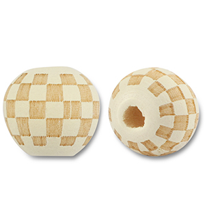 Perline di legno tonde 10mm con motivo biancastro-naturale