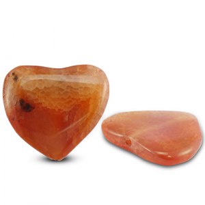 Perline in pietra naturale Agata cuore venature trasparente rosso corallo