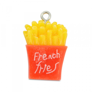 Pendenti in resina patatine fritte rosso corallo-giallo