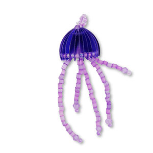 Pendenti con perline di vetro medusa blu-viola-transparente con revestimiento viola AB