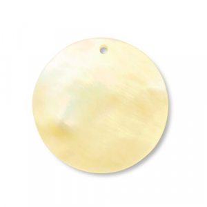 Pendenti di conchiglia tonda bianco (colore naturale)-giallo ocra