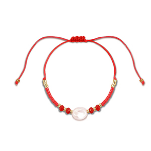 Cavigliere alla moda perline miste rosso-bianco-oro