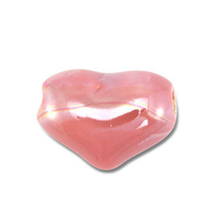 Perline di ceramica greca DQ cuore rosa malva