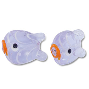 Perline di vetro dipinte a mano pesce viola-arancione
