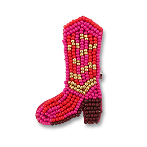 Broches stivale da cowboy rosa-rosso-oro