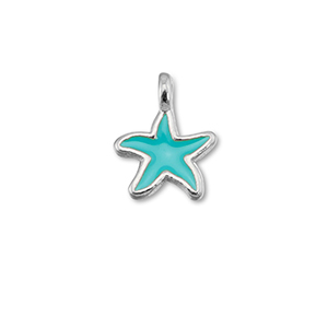 Ciondoli di metallo DQ stella marina blu turchese-argento antico (privo di nichel)