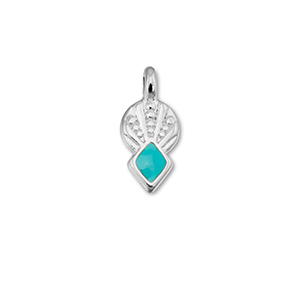 Ciondoli di metallo DQ rombo blu turchese-argento antico (privo di nichel)