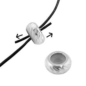 Componenti in acciaio inossidabile chiusura con perline scorrevoli con motivo 9mm argento