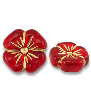 Perline in acrilico fiore rosso-oro