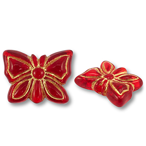 Perline in acrilico farfalla rosso-oro