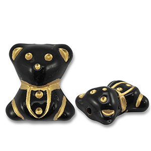 Perline in acrilico orsetto nero-oro