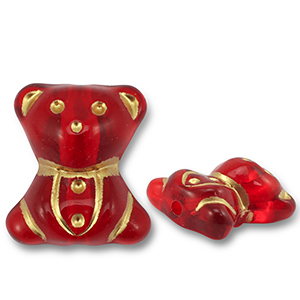 Perline in acrilico orsetto rosso-oro