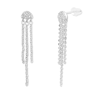 Metallo TQ in ottone orecchini medusa argento-trasparente