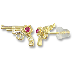 Metallo TQ in ottone orecchini revolver oro-rosa scuro