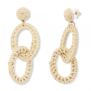 Orecchini ratfia alla moda ovale beige-oro