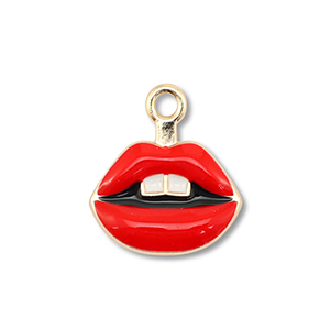 Ciondoli di metallo smalto kiss oro-rosso