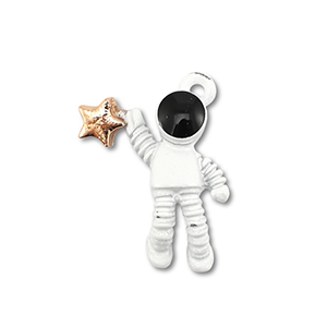 Ciondoli di metallo smalto astronauta oro-bianco-nero