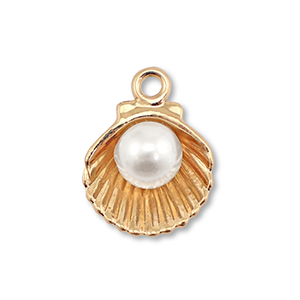 Ciondoli di metallo smalto conchiglia con perla oro-bianco
