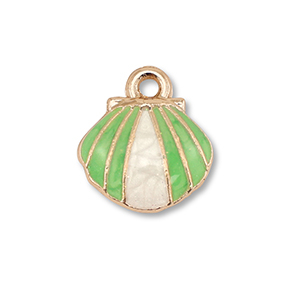 Ciondoli di metallo smalto conchiglia oro-verde chiaro-bianco