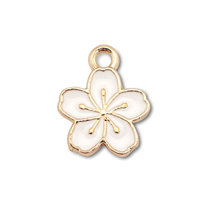 Ciondoli di metallo smalto fiore oro-bianco