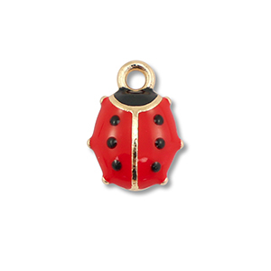 Ciondoli di metallo smalto coccinella oro-rosso-nero