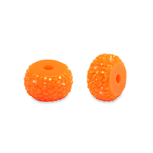 Perline in resina rondella 12mm arancione neon