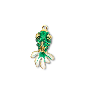 Ciondoli in ottone Eco-brass&reg; pesce oro-verde-bianco