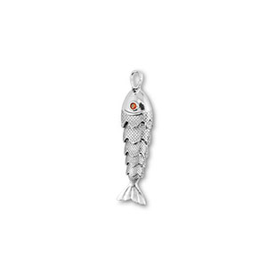 Metallo TQ in ottone ciondolo pesce argento-arancione