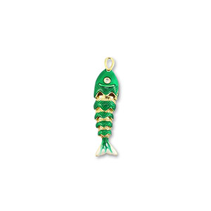 Ciondoli in ottone Eco-brass&reg; pesce oro-verde-bianco