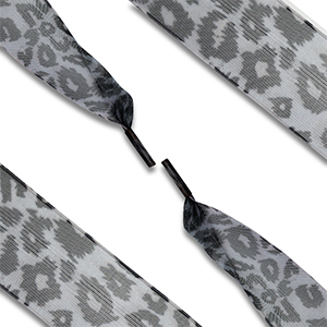 Lacci delle scarpe trendy in organza leopardo grigio-nero